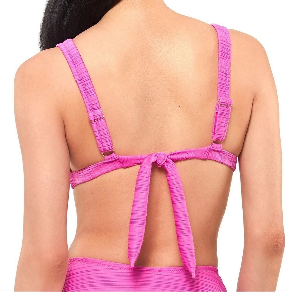 Jessica Simpson Ribbed Bikini Top Purple Retro Women's Large NWT - Picture 2 of 8